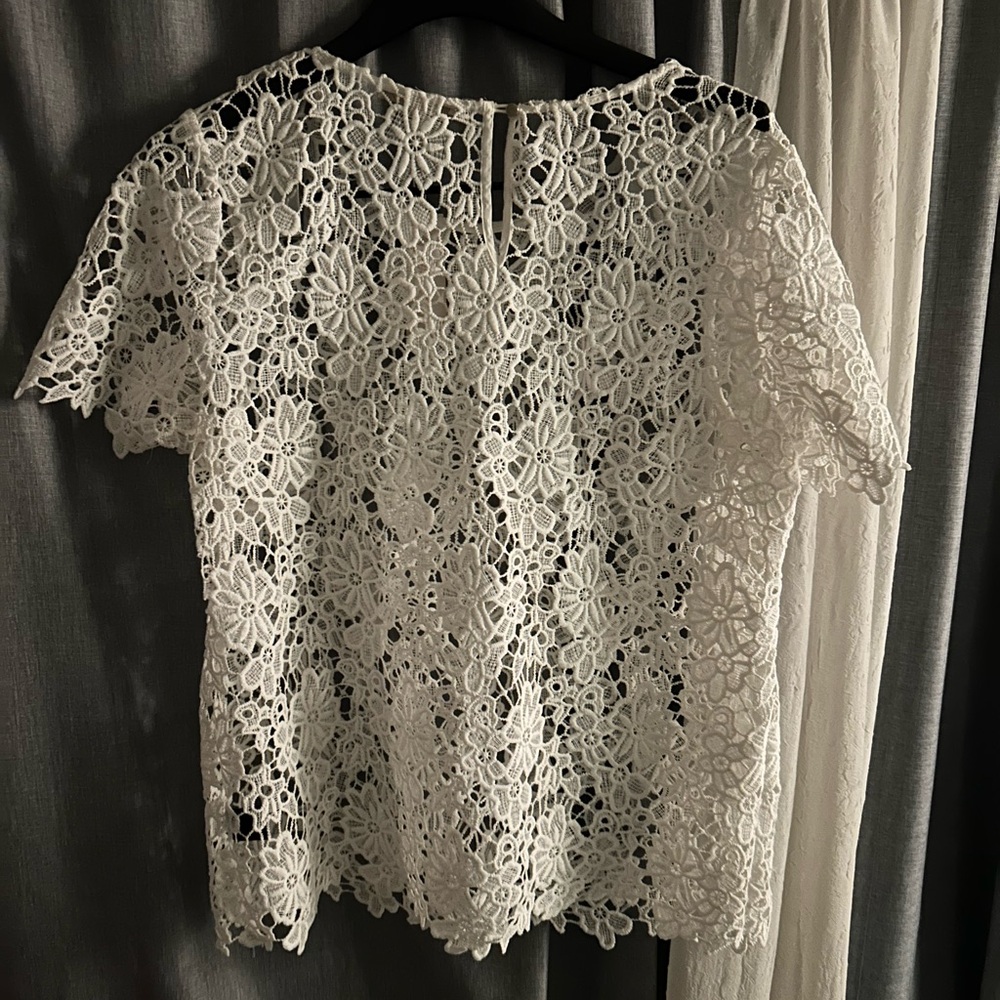 Rebecca Taylor White Crochet Lace Women Top - Picture 6 of 8